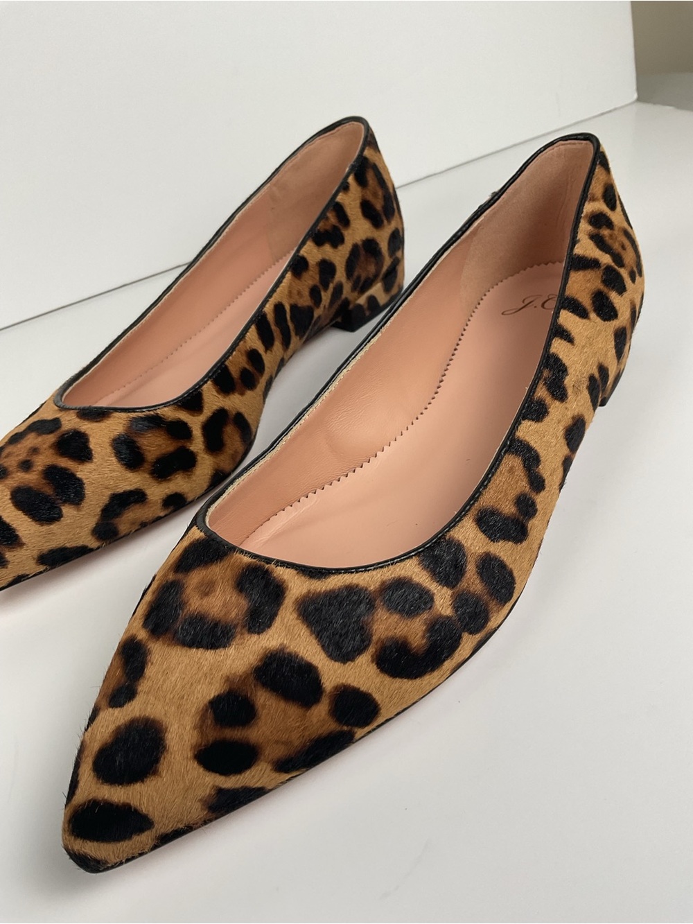 J.Crew Leopard Calf Hair Pointed Toe Flats Size 8 - Picture 2 of 11